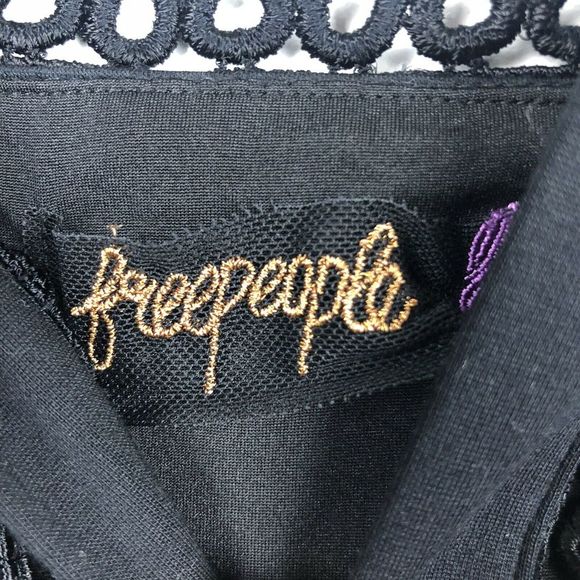 FREE PEOPLE Eyelet Sleeveless Mini Dress 8 Black - Picture 3 of 8